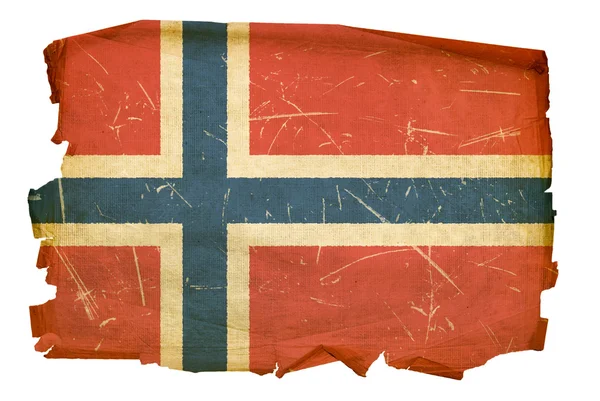Norveç bayrağı eski, izole üzerinde beyaz ba — Stok fotoğraf