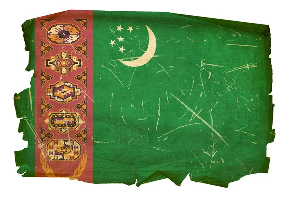 Turkmenistan Flag old, isolated on white — Stock Photo, Image