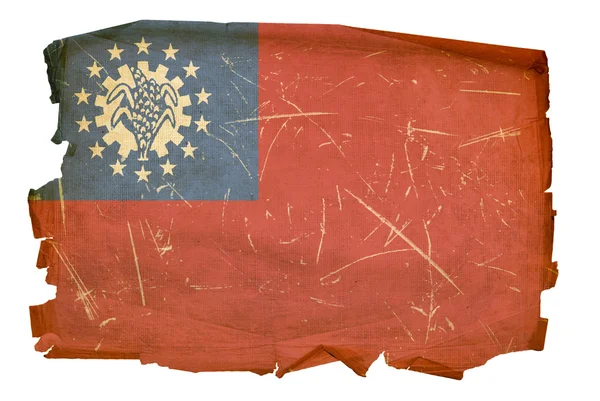 ธงพม่าเก่า ถูกแยกจากด้านหลังสีขาว — ภาพถ่ายสต็อก