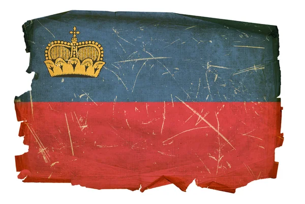 Liechtenstein Flag old, isolated on whit — Stock Photo, Image