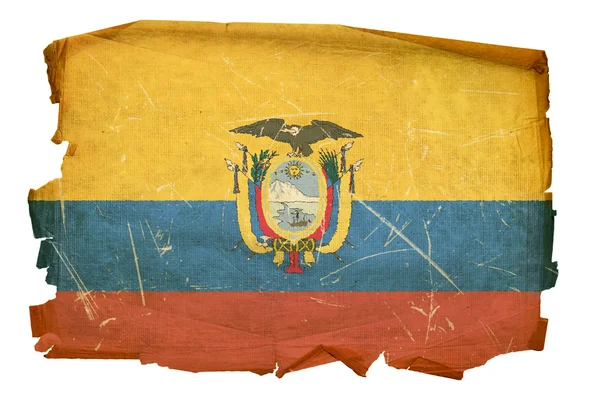 Bandera ecuatoriana vieja, aislada sobre blanco b — Foto de Stock