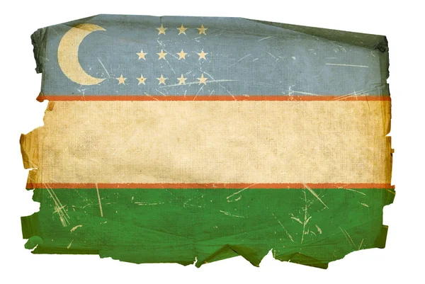 Vlajka Uzbekistánu staré, izolované na bílém b — Stock fotografie