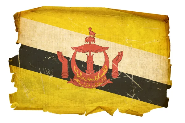 Brunei Bandiera vecchia, isolata su dorso bianco — Foto Stock