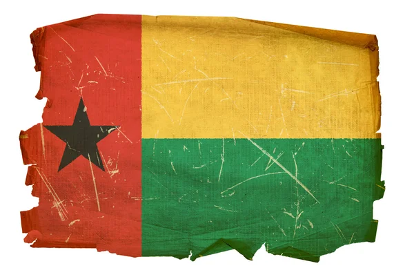 Guinea-Bissau Flag old, isolated on whit — Stock Photo, Image