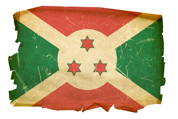 Burundi Flag old, isolated on white back — Stock Photo, Image
