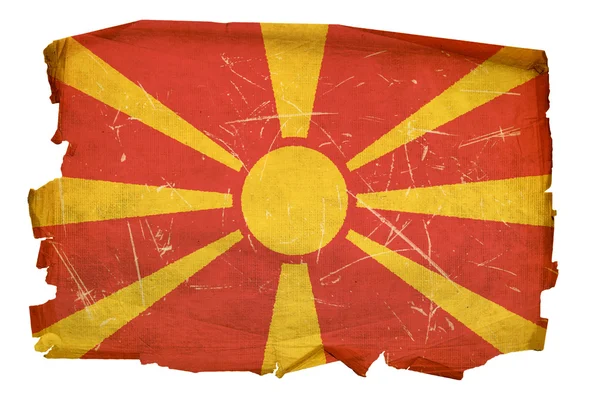Makedonien flagga gamla, isolerade på vit ba — Stockfoto