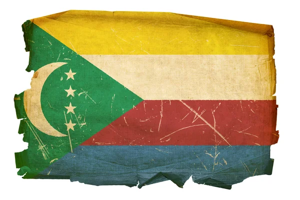 Comoren vlag oud, geïsoleerd op witte achterzijde — Stockfoto