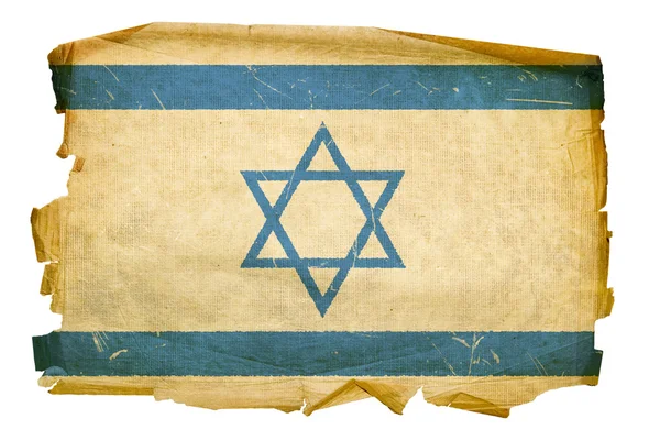 Israëlische vlag oud, geïsoleerd op witte achterzijde — Stockfoto