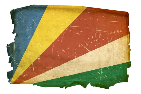 Vlag van de Seychellen oud, geïsoleerd op witte b — Stockfoto