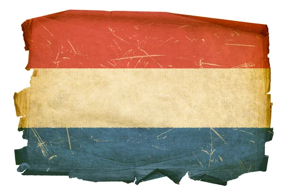 Bandeira holandesa velha, isolada em branco backgr — Fotografia de Stock