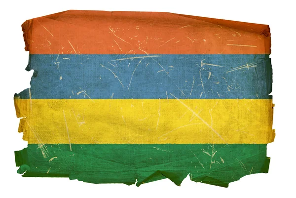 Maurício Bandeira velha, isolada em branco ba — Fotografia de Stock