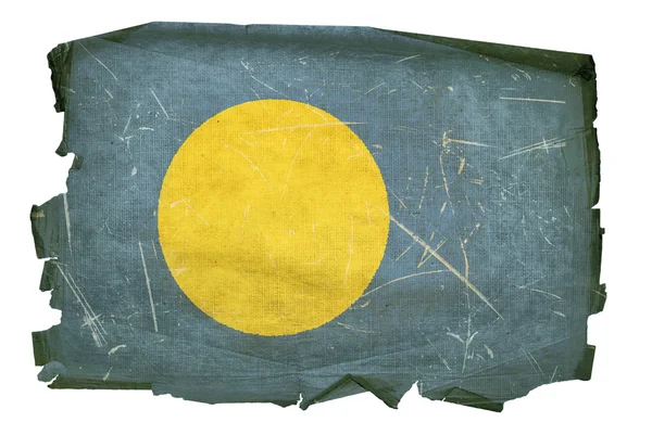 Palau zászló régi, elszigetelt, a fehér háttérben — Stock Fotó