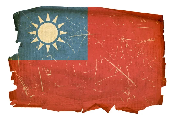 Taiwan Flag old, isolated on white backg — Stock Photo, Image