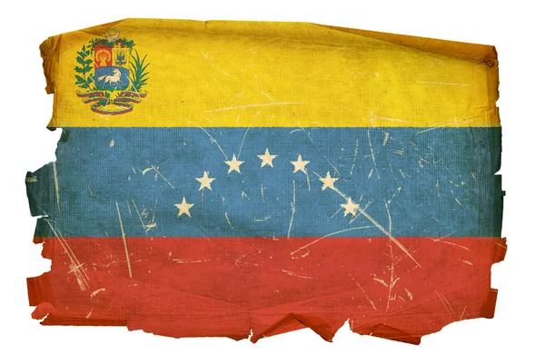 Venezuelas flagga gamla, isolerade på vit ba — Stockfoto