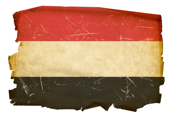 Jemens flagga gamla, isolerade på vita backg — Stockfoto