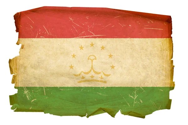 Tadschikistan Fahne alt, isoliert auf weißem b — Stockfoto