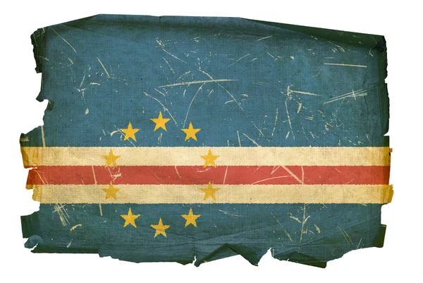 Cape Verde Flag old, isolated on white b — Stock Photo, Image