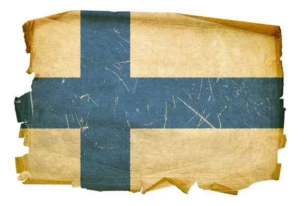 Finlândia Bandeira velha, isolada nas costas brancas — Fotografia de Stock