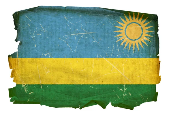 Bandeira ruandesa velha, isolada nas costas brancas — Fotografia de Stock
