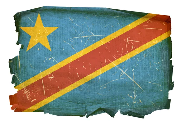 DR Congo Flag old, isolated on white bac — Stock Photo, Image