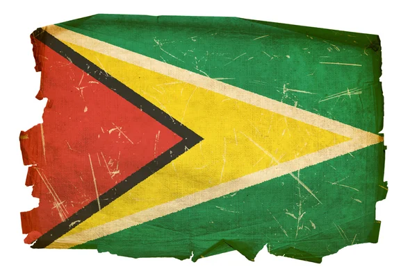 Guyana Flag old, isolated on white backg — Stock Photo, Image