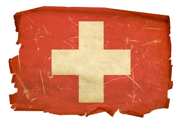 Suiza Bandera vieja, aislada sobre blanco — Foto de Stock