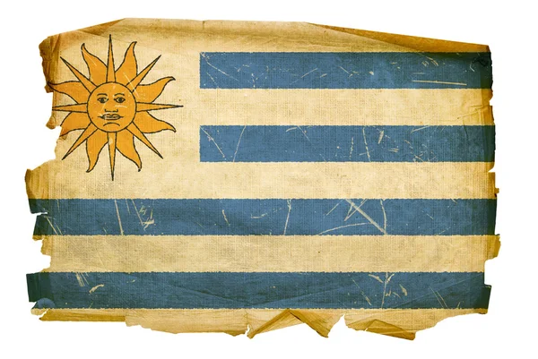 Uruguaian vlajka staré, izolované na bílém ba — Stock fotografie