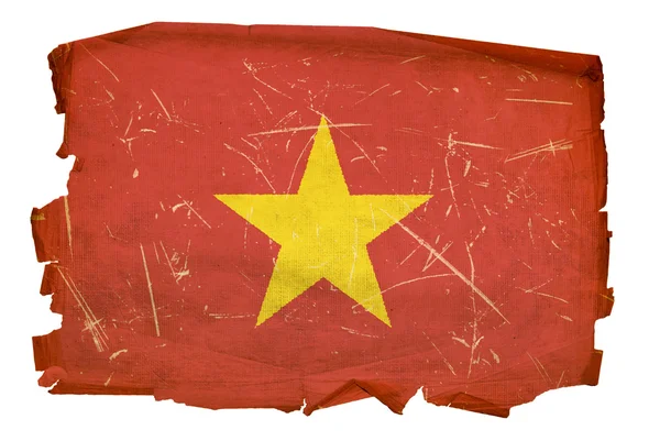 Bandeira do Vietnã velha, isolada nas costas brancas — Fotografia de Stock