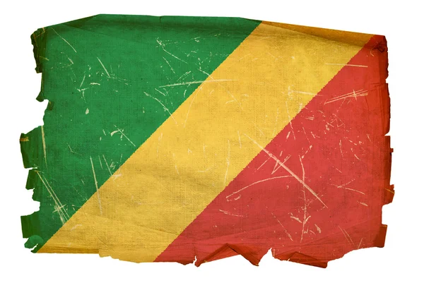 Republic of the Congo Flag old, isolated — Stock Photo, Image