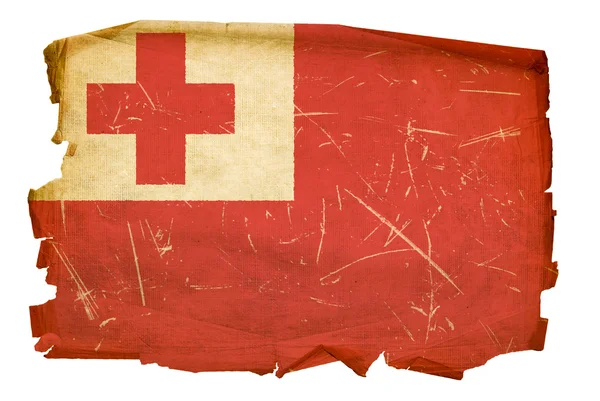 Tongas flagga gamla, isolerade på vit bakgrunds — Stockfoto