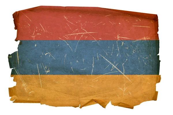 Arménia Bandeira velha, isolada nas costas brancas — Fotografia de Stock