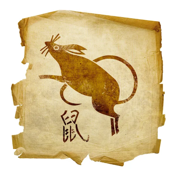 Ícone do zodíaco do rato, isolado na parte traseira branca — Fotografia de Stock