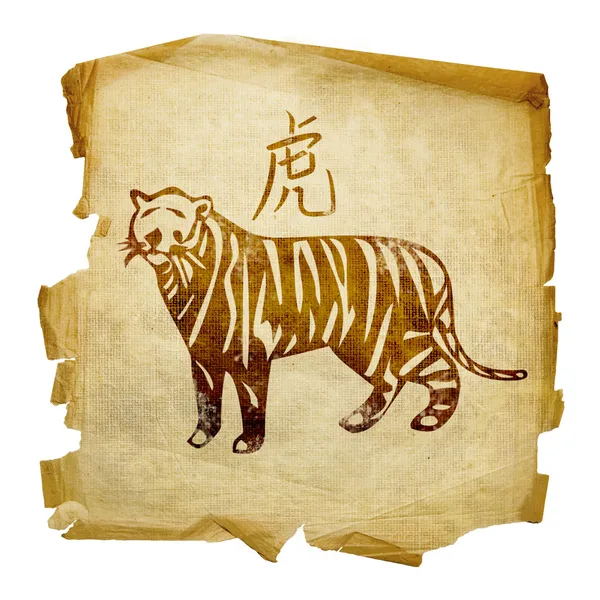 Tigris zodiákus ikon, elszigetelt fehér bac — Stock Fotó