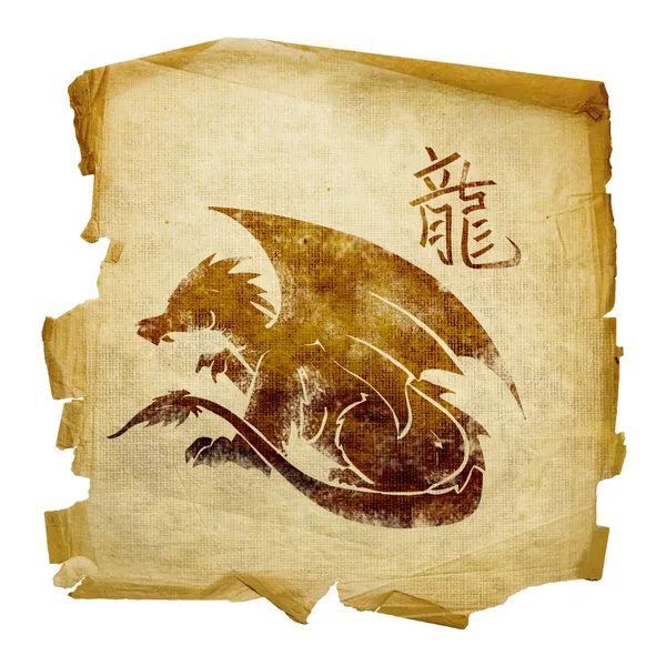 Ícone do zodíaco do dragão, isolado em ba branco — Fotografia de Stock