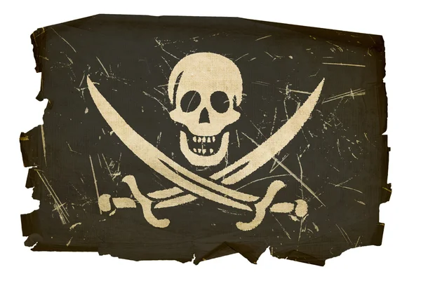 Pirate flag old, isolated on white backg — Stock Photo, Image