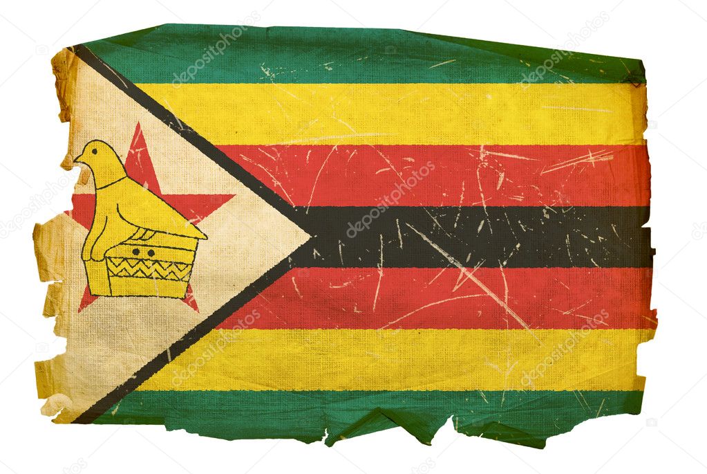 Zimbabwe Flag old, isolated on white bac — Stock Photo © zeffss 1279338
