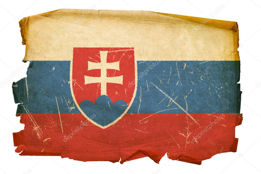 Slovakia Flag old, isolated on white bac