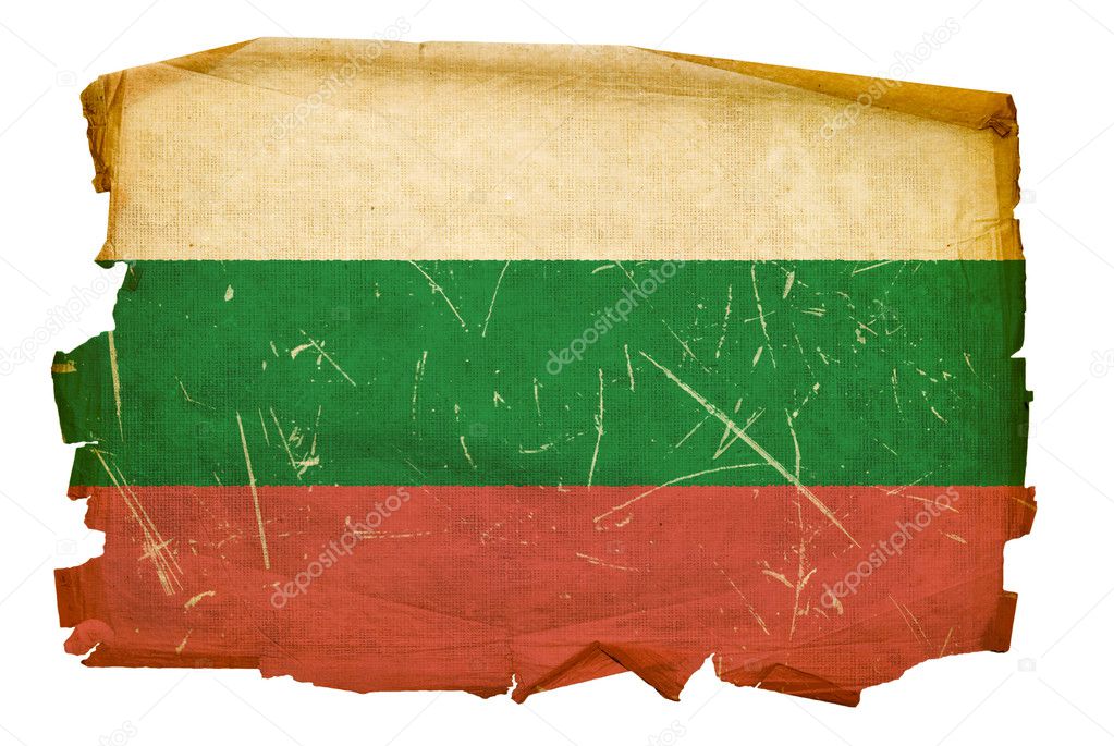 Bulgaria Flag old, isolated on white bac