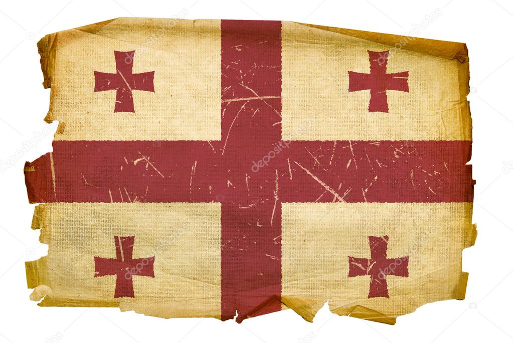 Georgia Flag old, isolated on white back