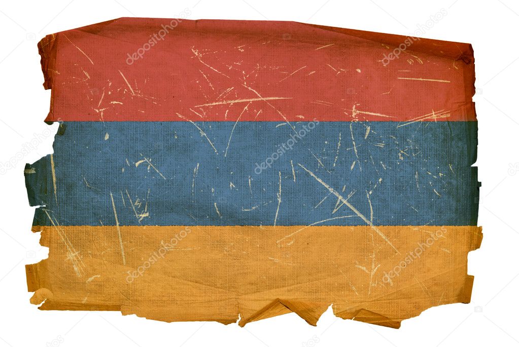 Armenia Flag old, isolated on white back