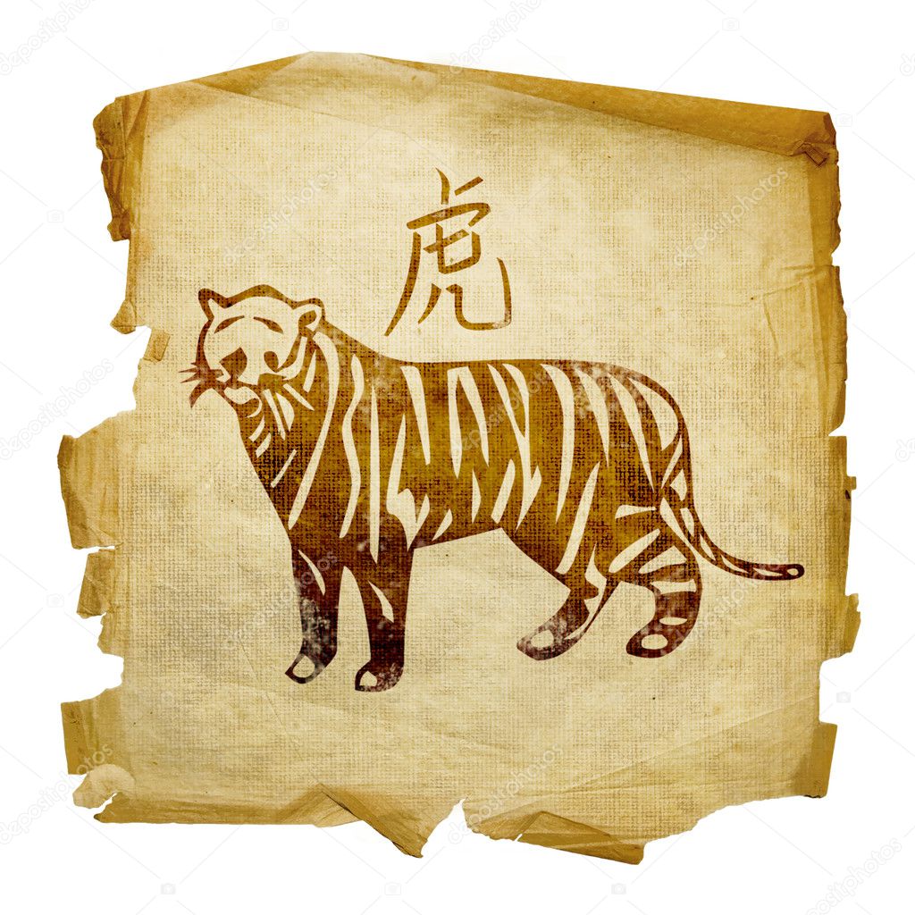 Tiger Zodiac icon, isolated on white bac