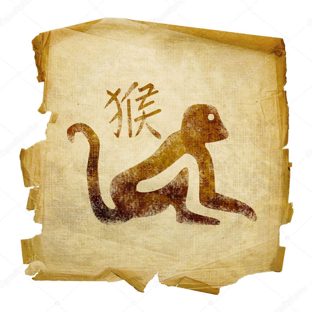 Monkey Zodiac icon, isolated on white b