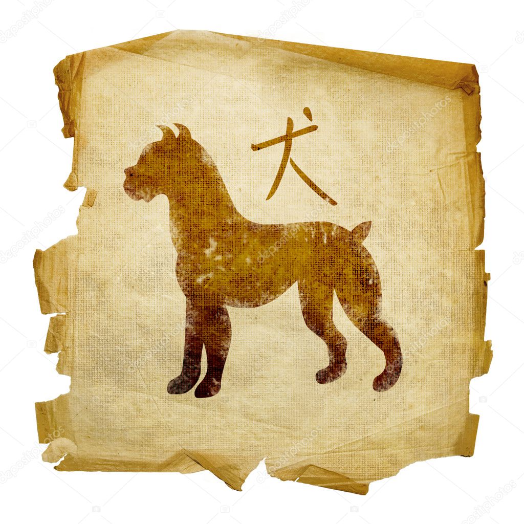 Dog Zodiac icon, isolated on white backg