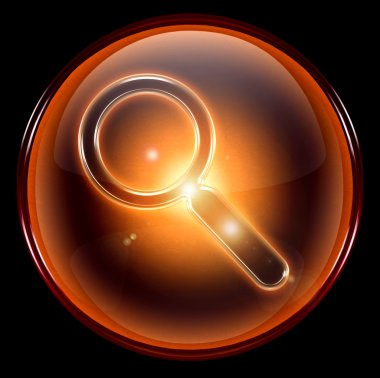 Search and magnifier icon orange clipart