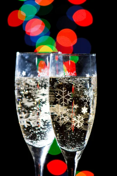Copos de champanhe com espumante Ligh — Fotografia de Stock