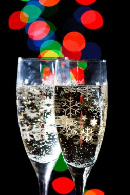 Champagne Glasses with Sparkling Ligh clipart