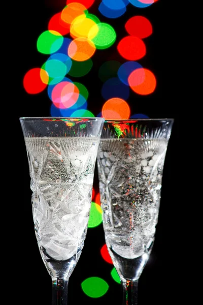 Copas de champán con Ligh espumoso — Foto de Stock