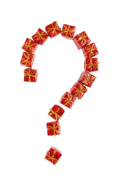 Question mark from small red presents — Stock Photo, Image