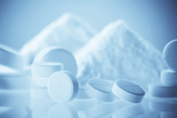 White pills closeup — Stock Photo, Image