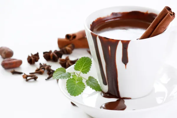 Hot chocolate with mint — Stock Photo, Image